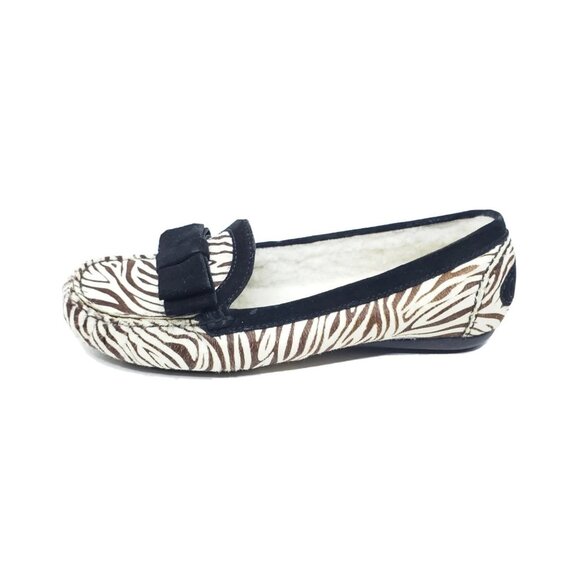 Cole Haan Emely Driving Loafer Zebra Print Faux Fur Suede Trim Womens US 6 - Picture 1 of 8